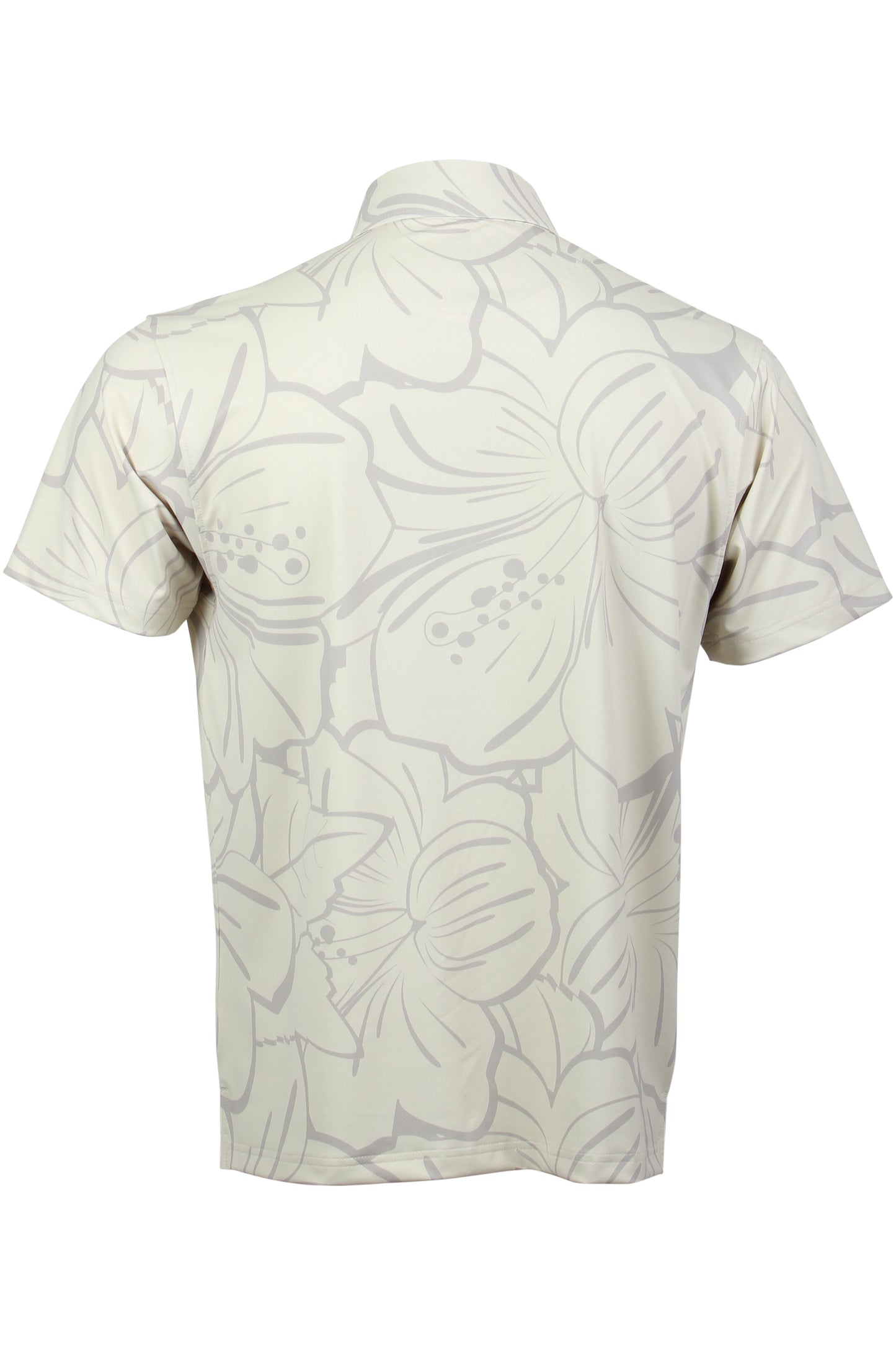 Beige and Taupe Big Hibiscus Button Down