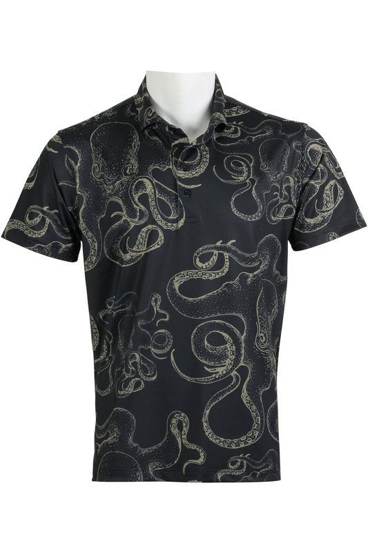 Octopus-Black and Dusky Green Polo