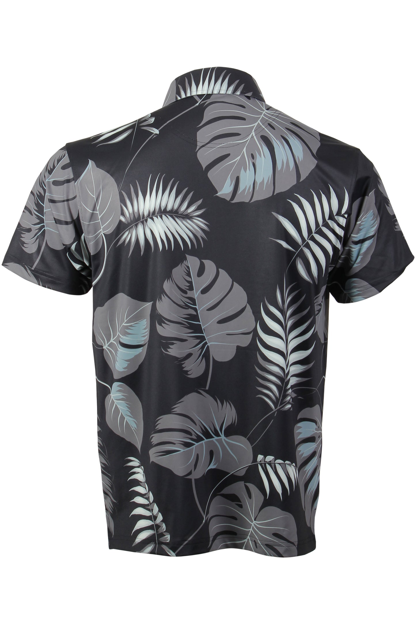 Tropical Jungle-Black, Gray, Blue Button Down