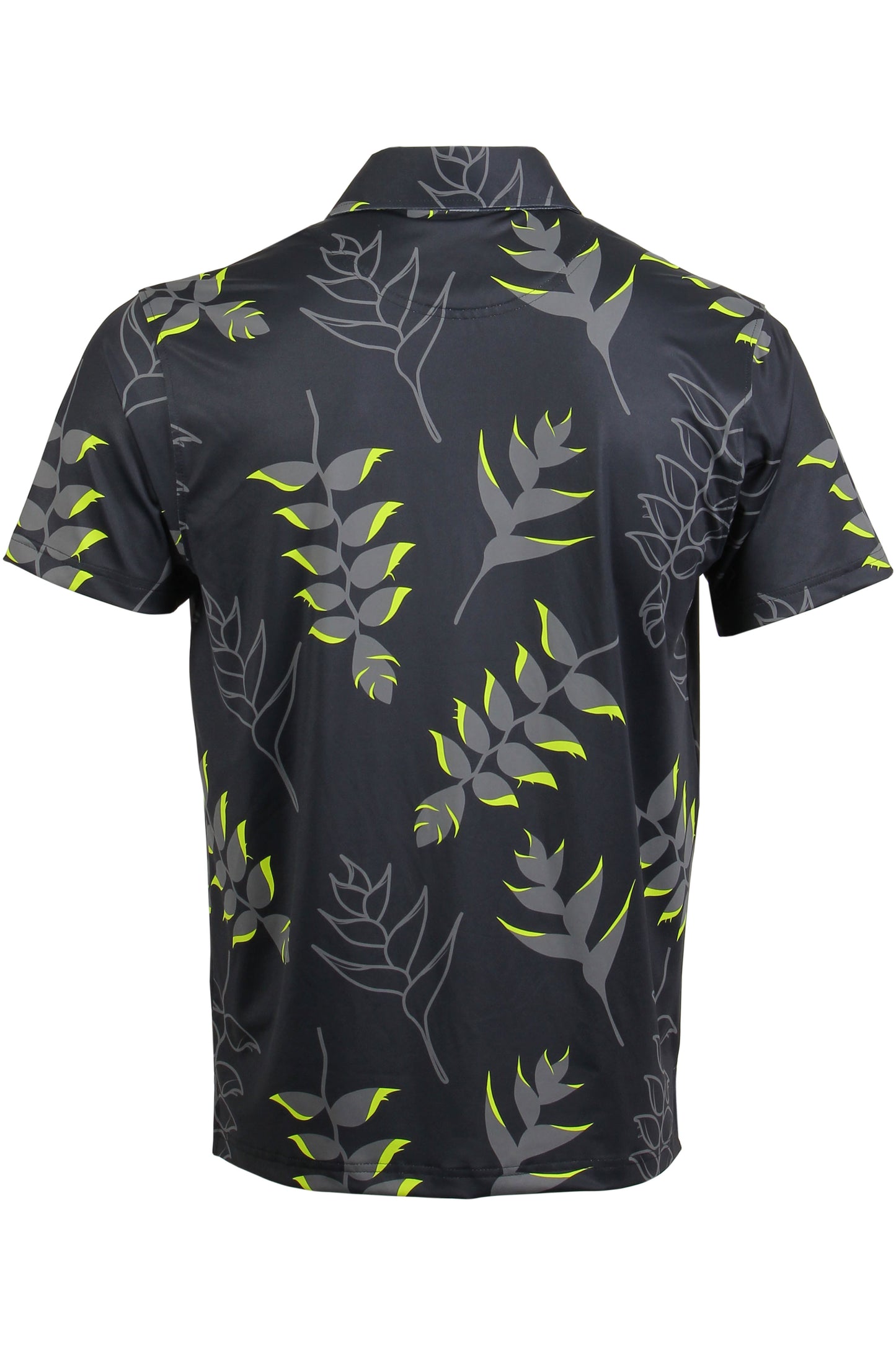 Heliconia-Black, Gray, Lime Polo
