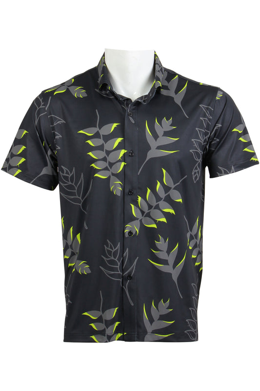 Heliconia-Black, Gray, Lime Button Down