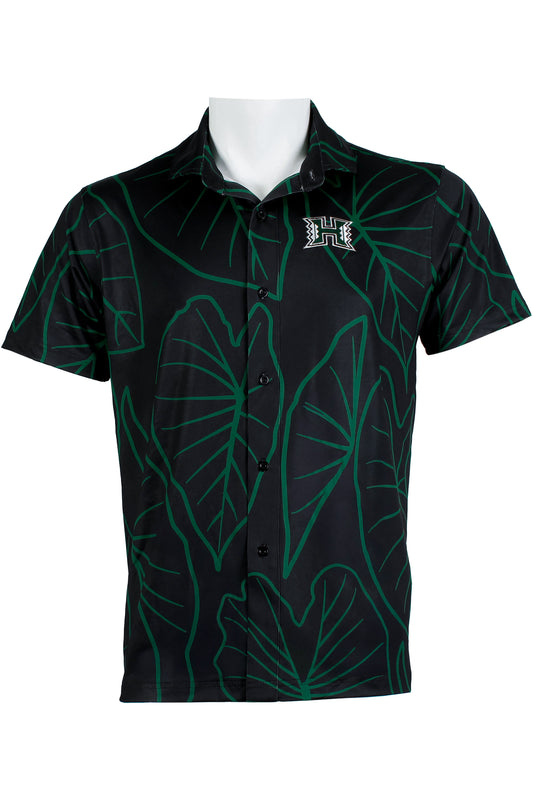 UH Kalo Leaves-Black and Green Button Down