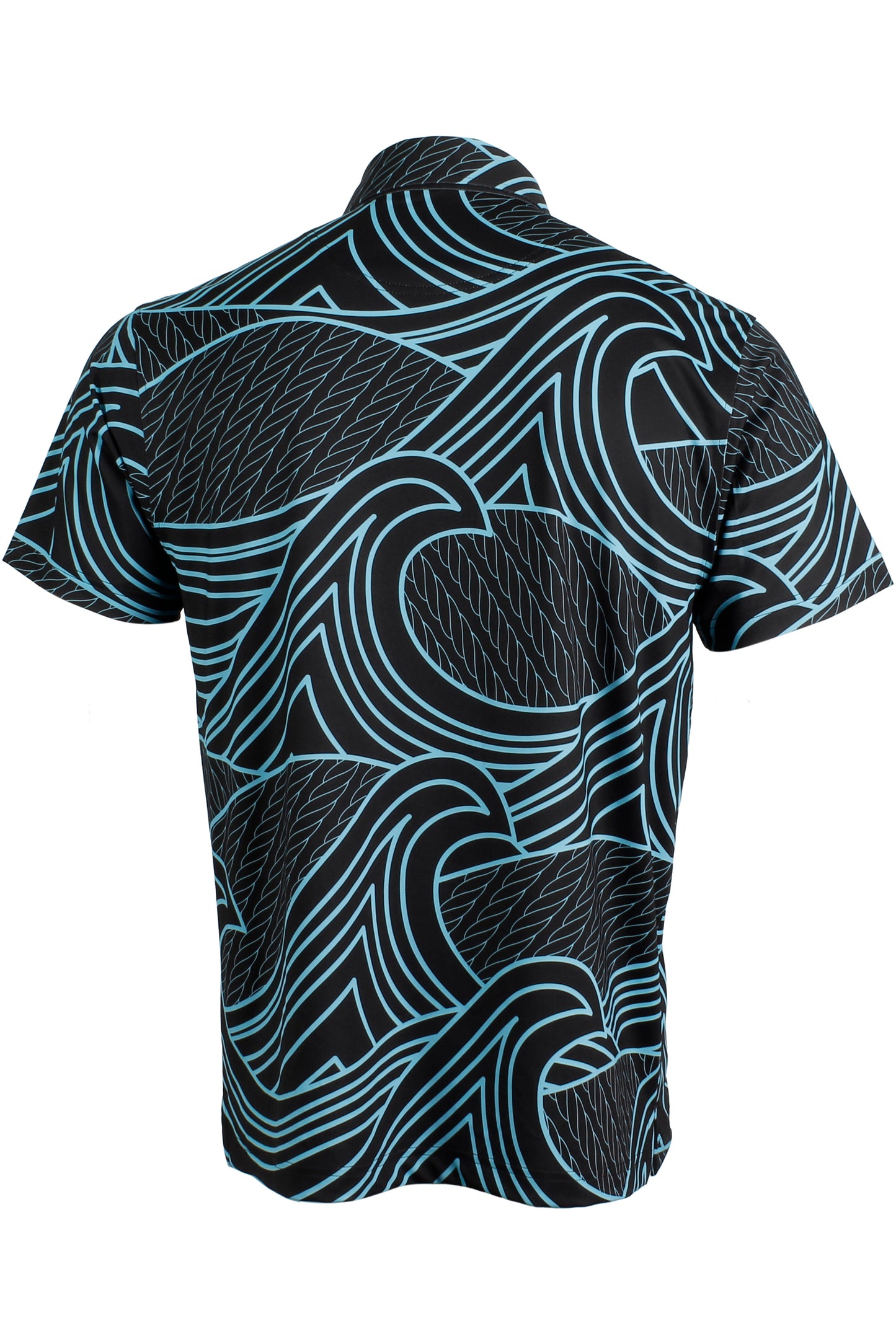 Corded Wave-Black and Light Blue Polo