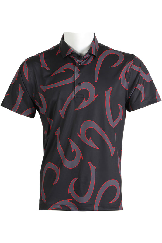 Fish Hook-Black and Red Polo