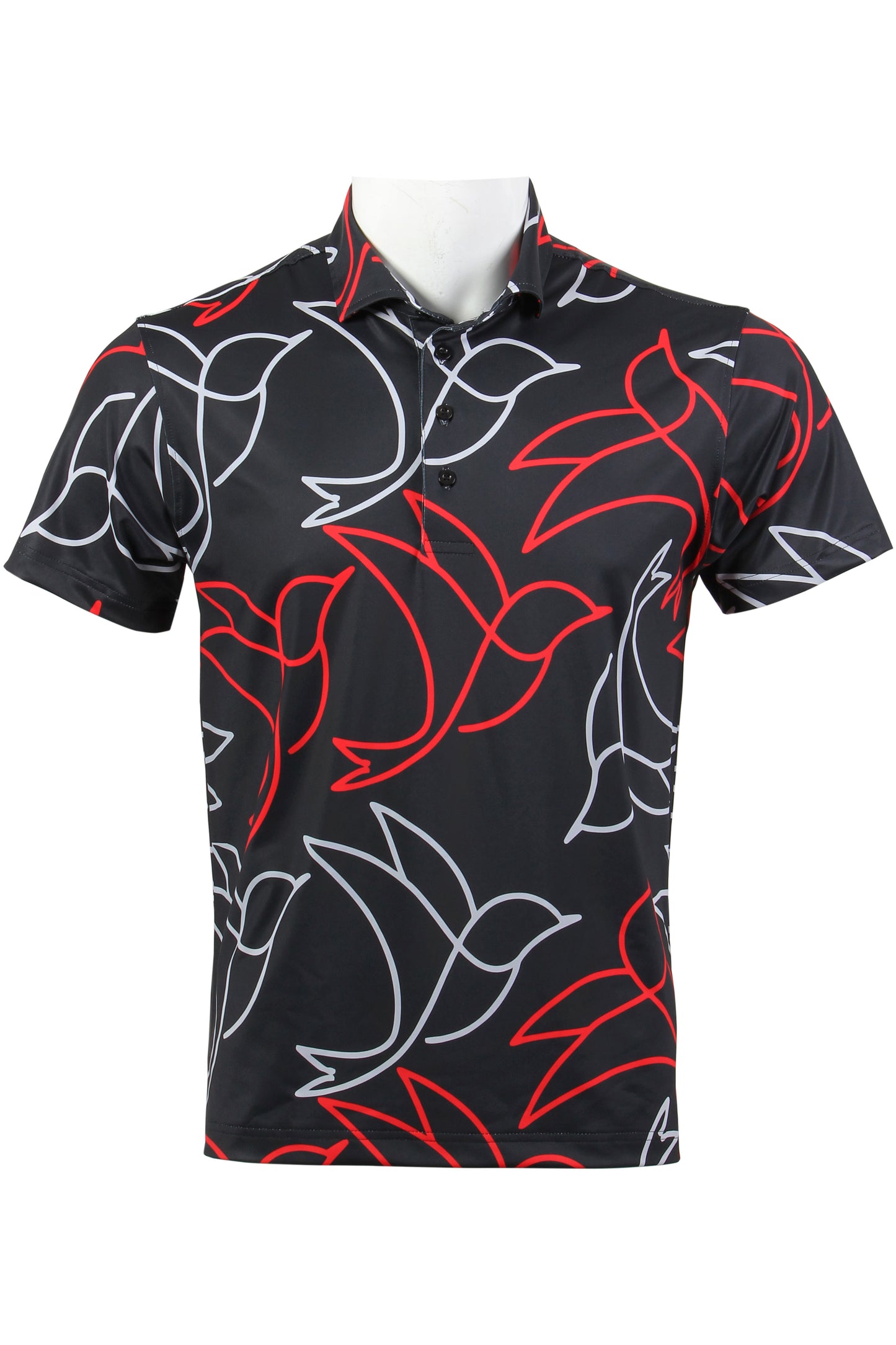 Black, Red, Gray Birdies Polo
