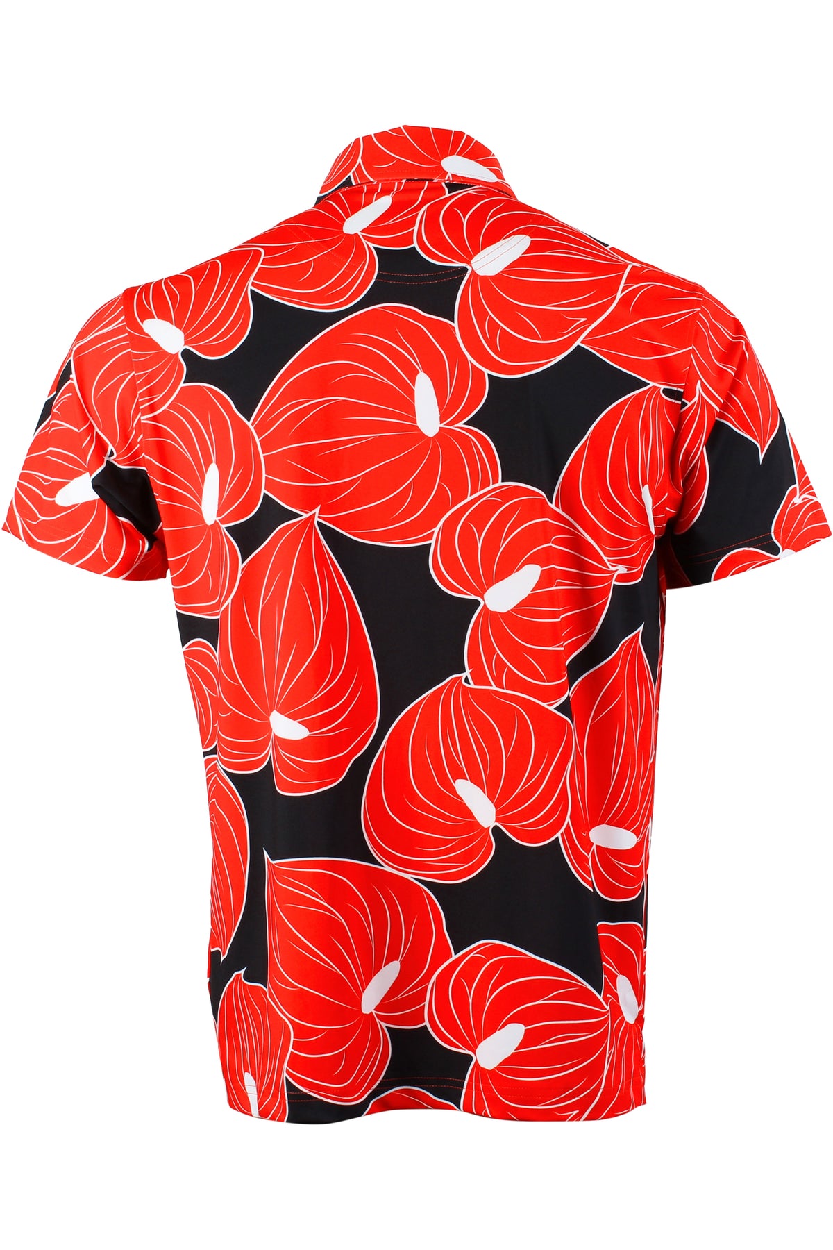 Anthurium-Black, Red, White Button Down