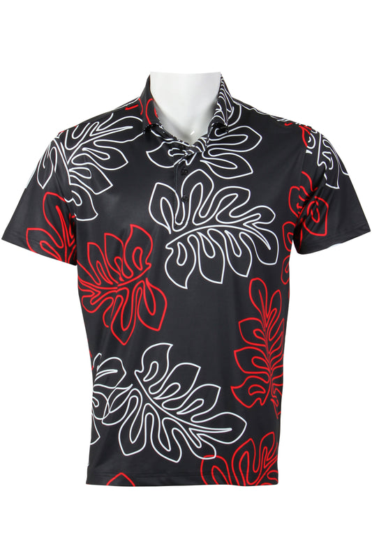 Laua'e-Black, Red, White Polo