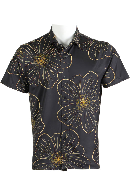 'Ilima-Black and Yellow Button Down
