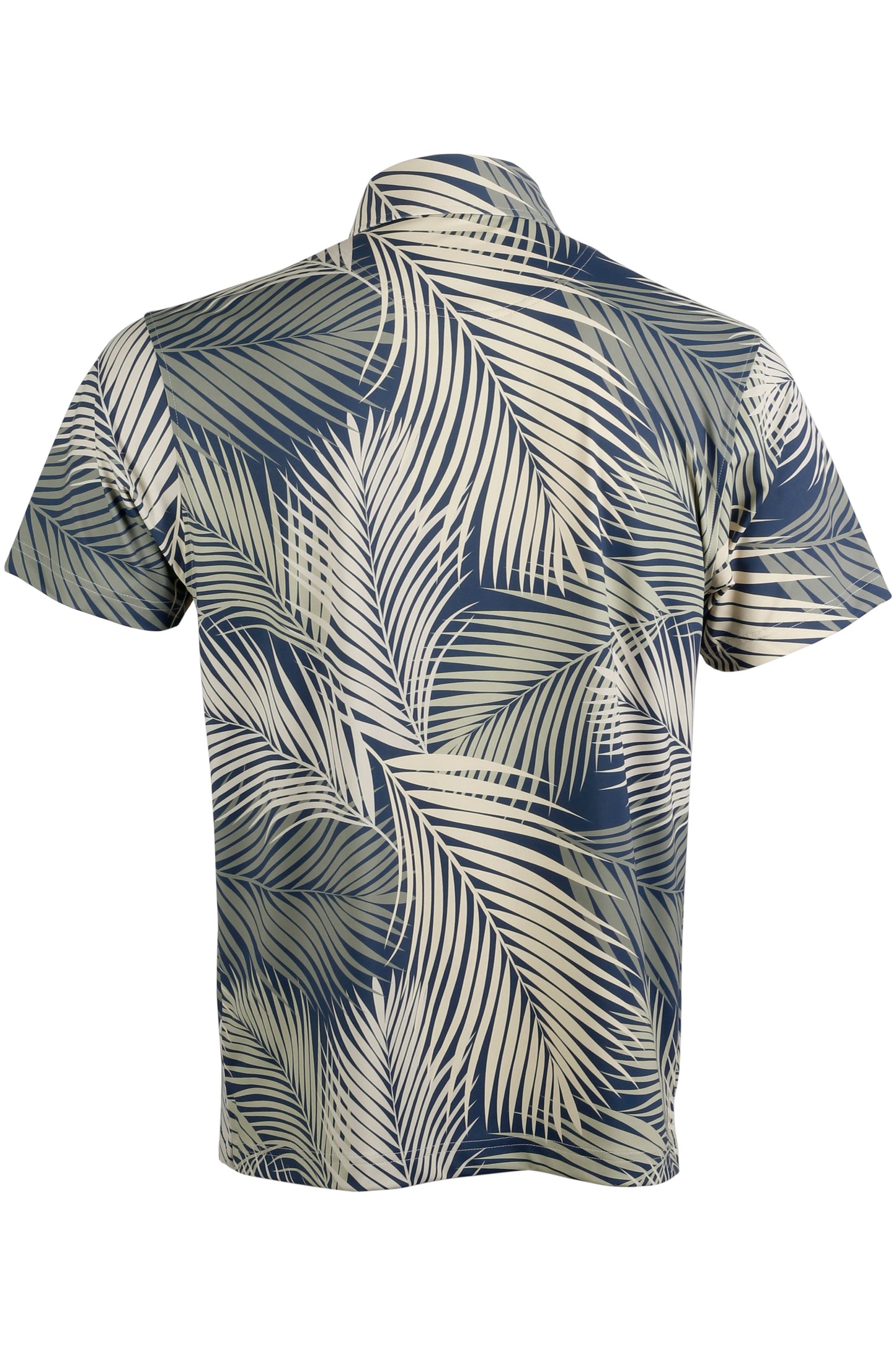 Palm Frond-Blue, Green, Beige Button Down