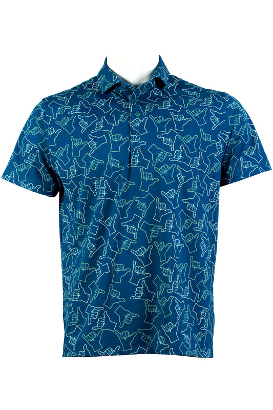 Shaka-Blue, Green, Beige Polo