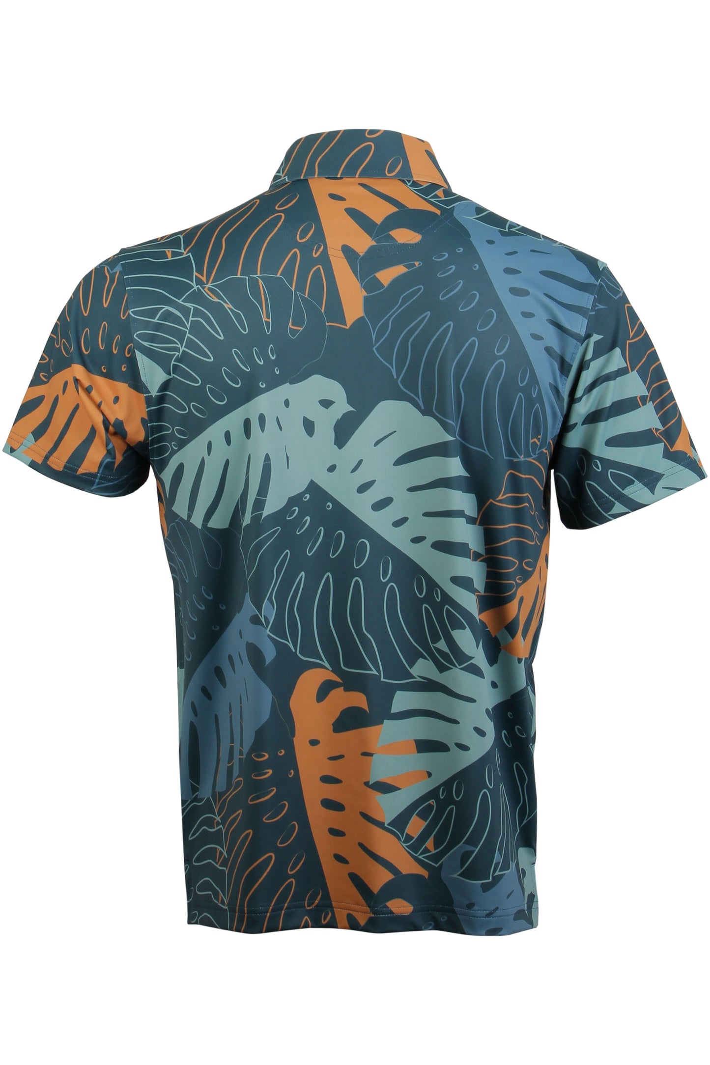 Monstera-Blue, Green, Orange Polo