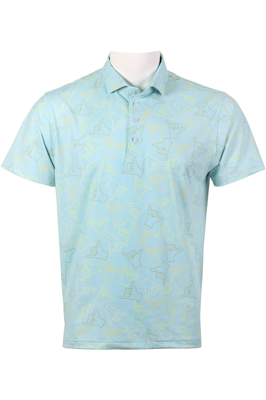 Shaka-Light Sky Blue, Green, Yellow Polo