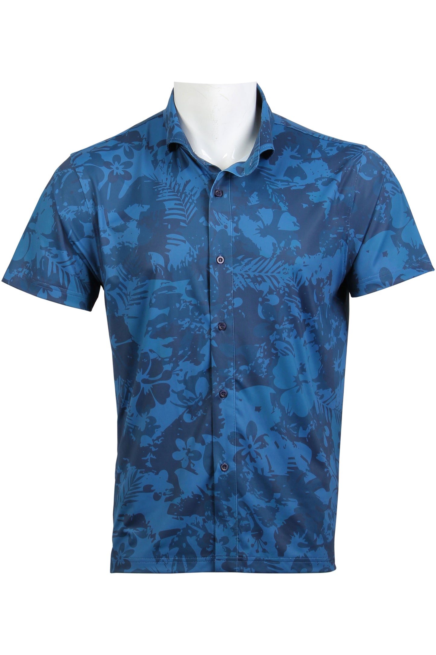 Blue Tropical Camo Button Down