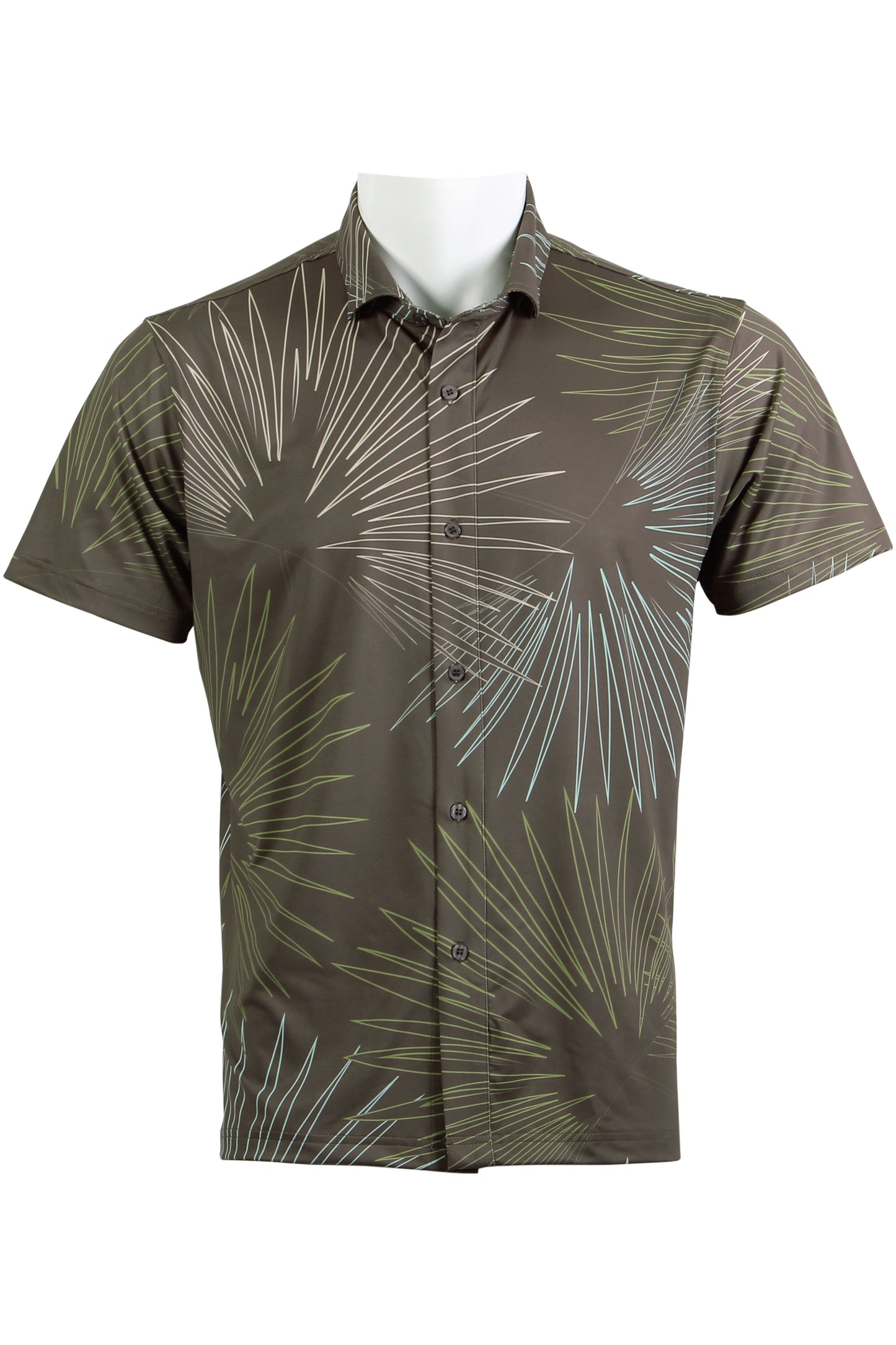 Brown, Beige, Green, Blue Sun Palm Button Down