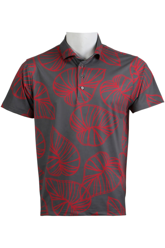 Kalo-Charcoal and Deep Red Polo