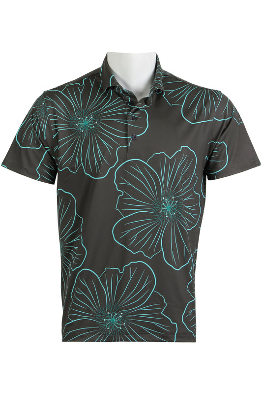 'Ilima-Charcoal and Teal Polo