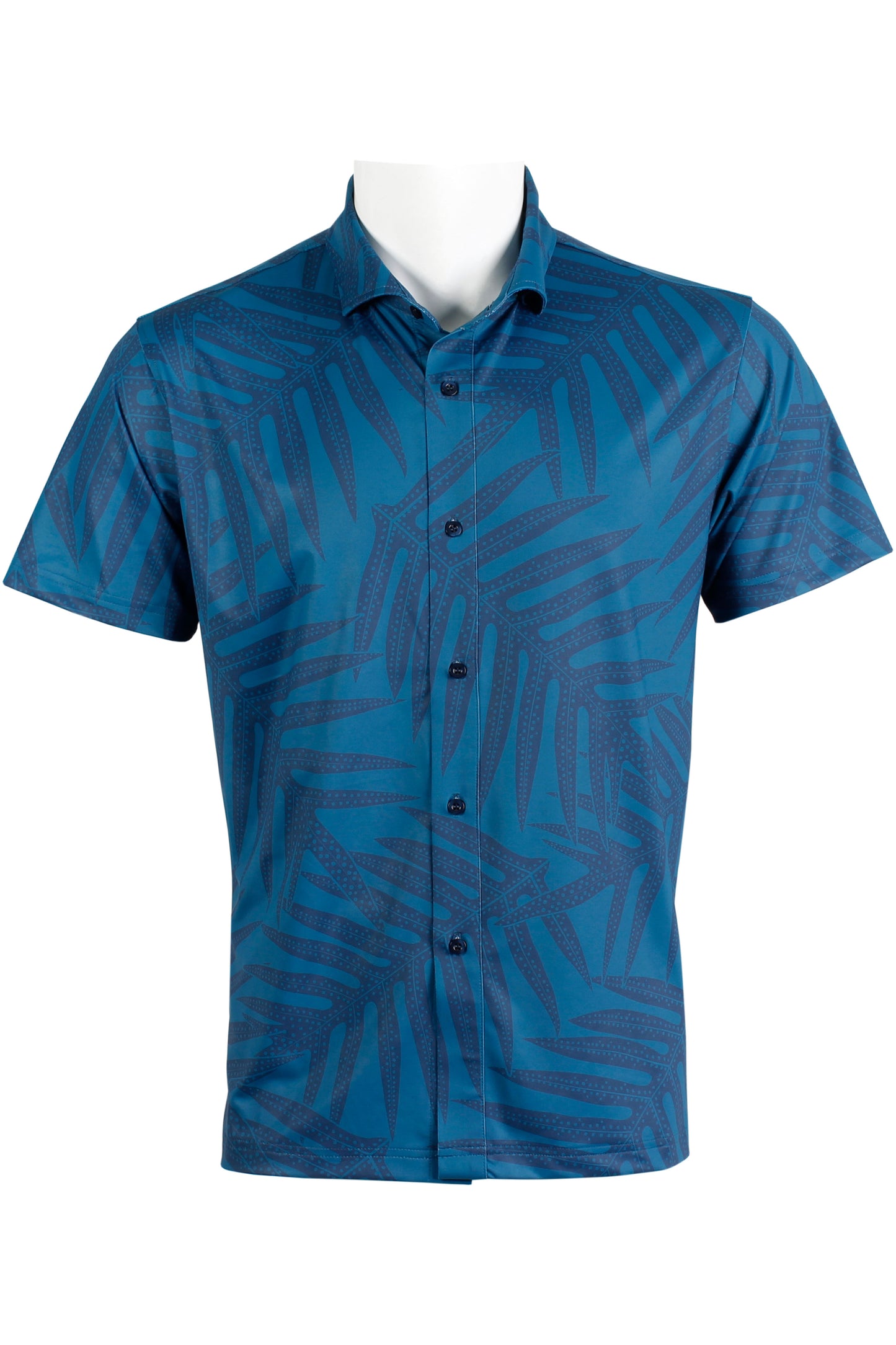 Dark Blue Laua'e Fern Button Down