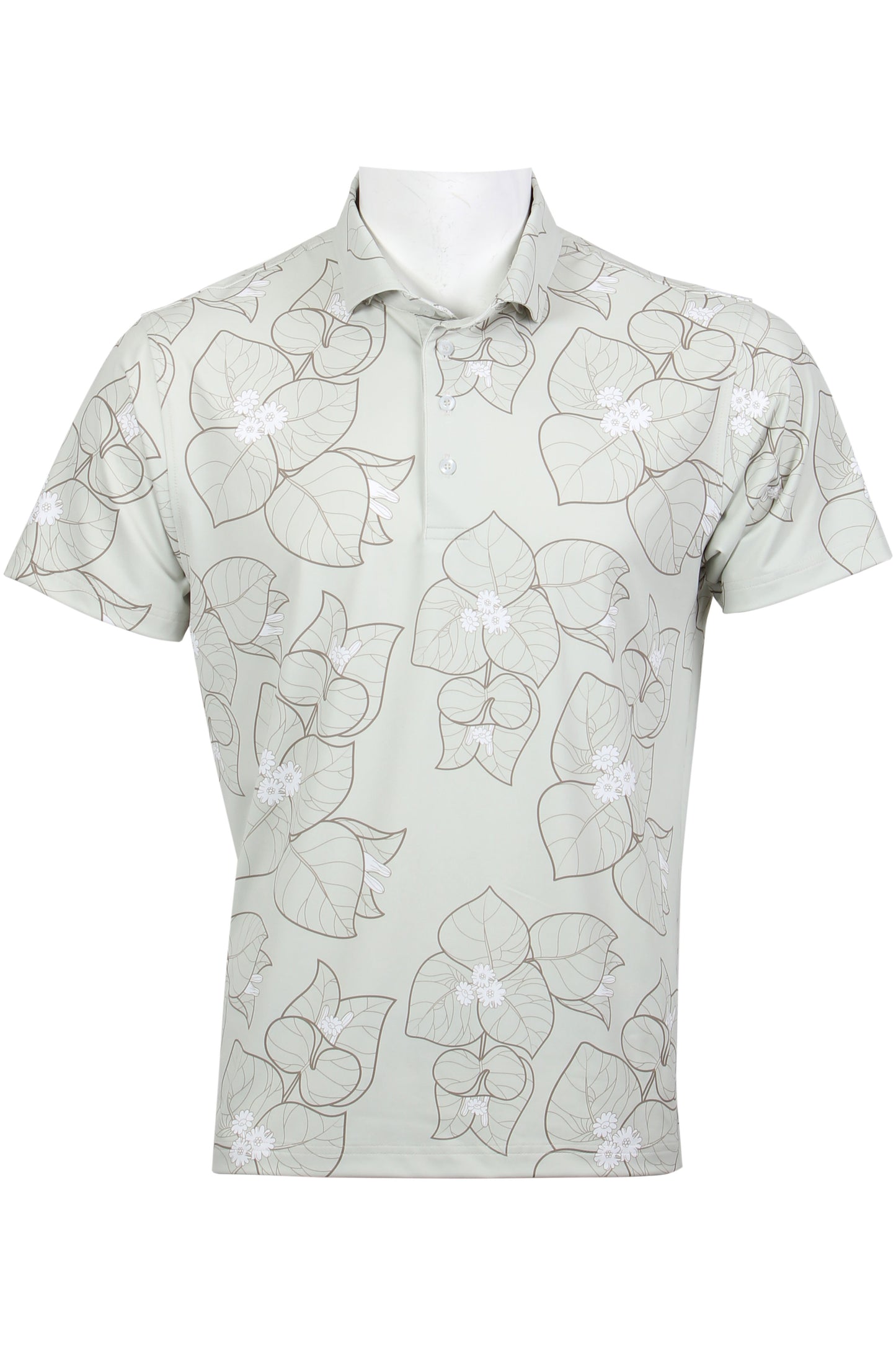 Light Gray and Olive Brown Bougainvillea Polo