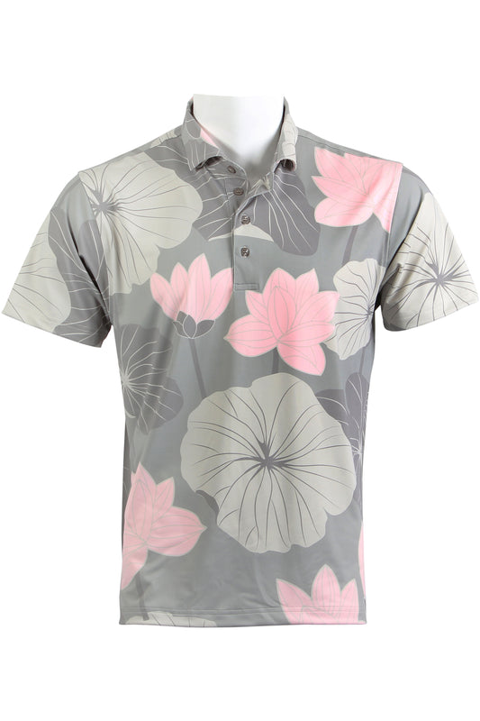Lotus-Warm Gray and Pink Polo
