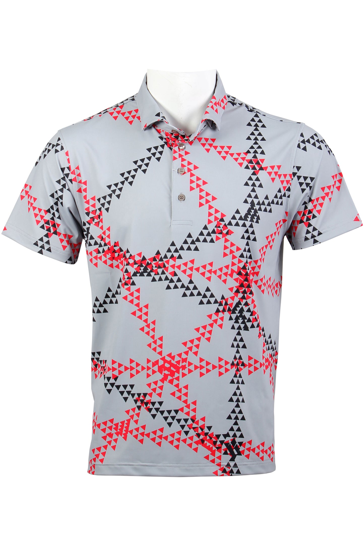 Light Gray, Black, Red Triangles Polo
