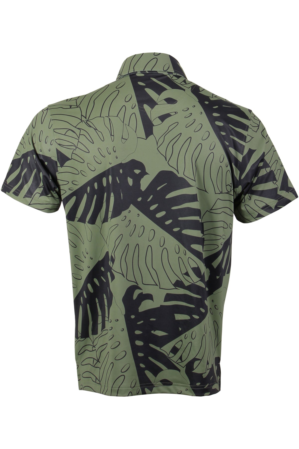 Monstera-Green and Black Button Down
