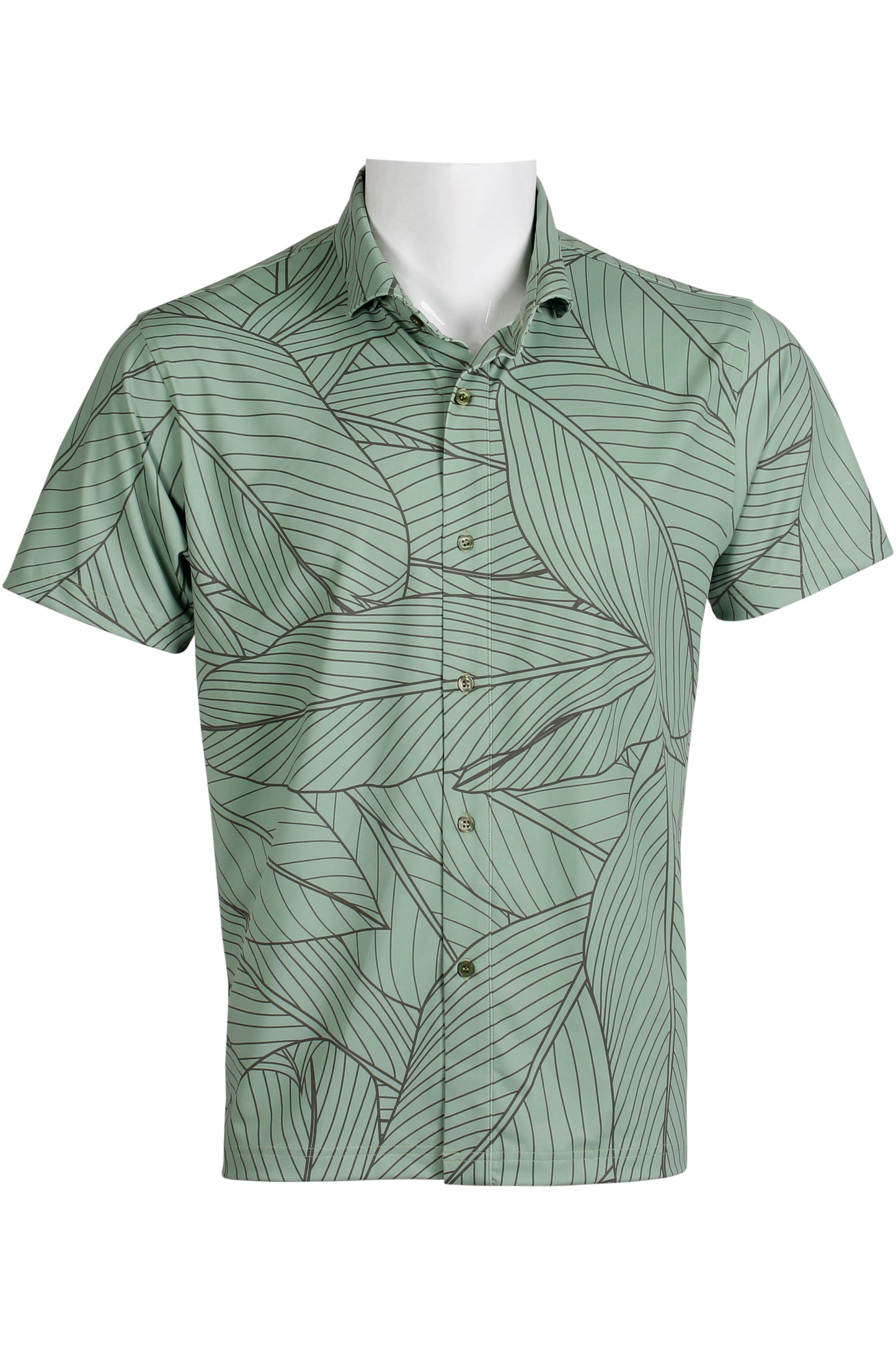 Green and Gray Ti Leaf Button Down