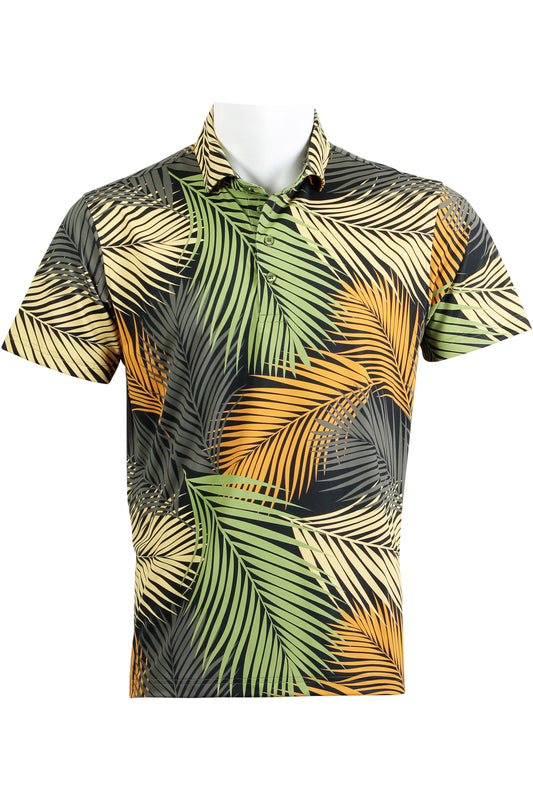 Palm Frond-Green and Orange Polo