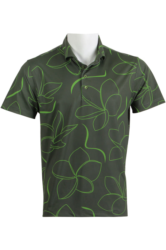 Plumeria-Green Polo