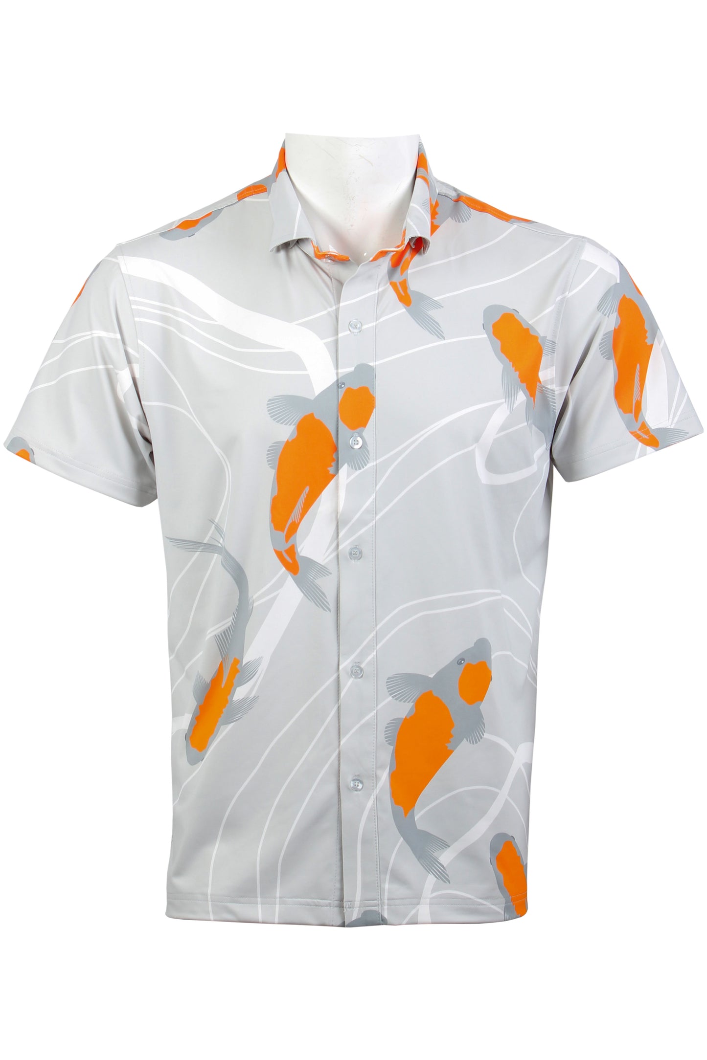 Koi-Gray and Orange Button Down