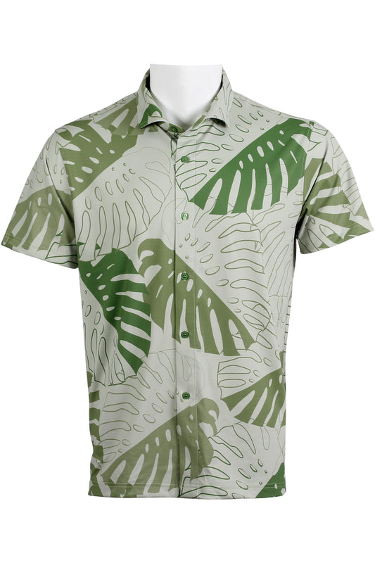 Monstera-Light Green Button Down