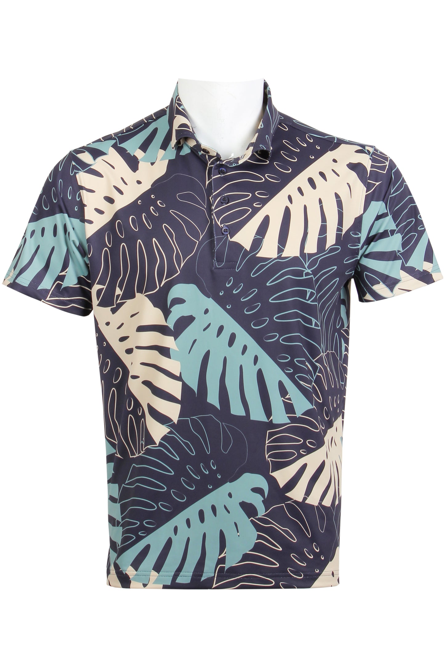 Midnight Black, Green, Yellow Monstera Polo