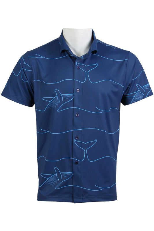 Whale-Navy and Carolina Button Down