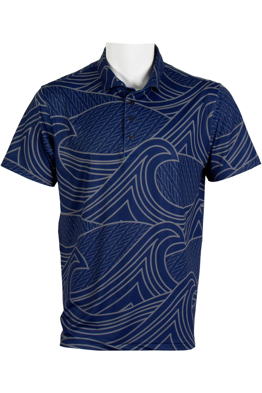Corded Wave-Navy and Gray Polo