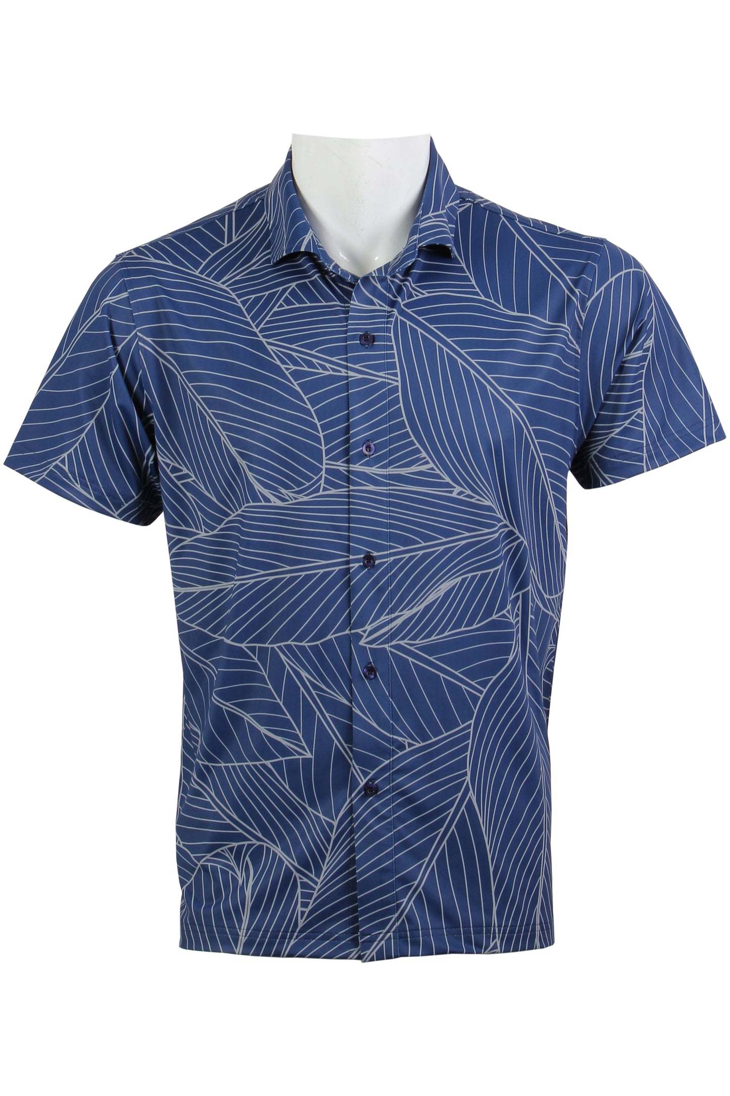 Ti Leaf-Navy and Gray Button Down