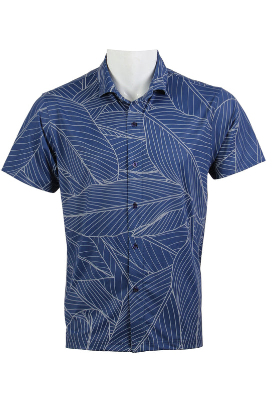 Ti Leaf-Navy and Gray Button Down