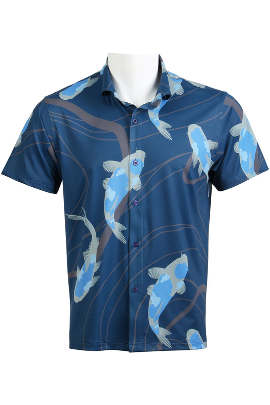 Koi-Navy Button Down