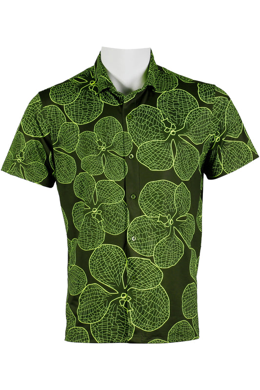 Vanda Orchid-Olive and Chartreuse Button Down