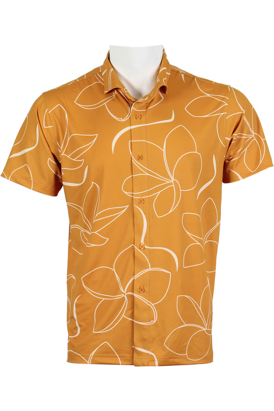 Plumeria-Orange Button Down
