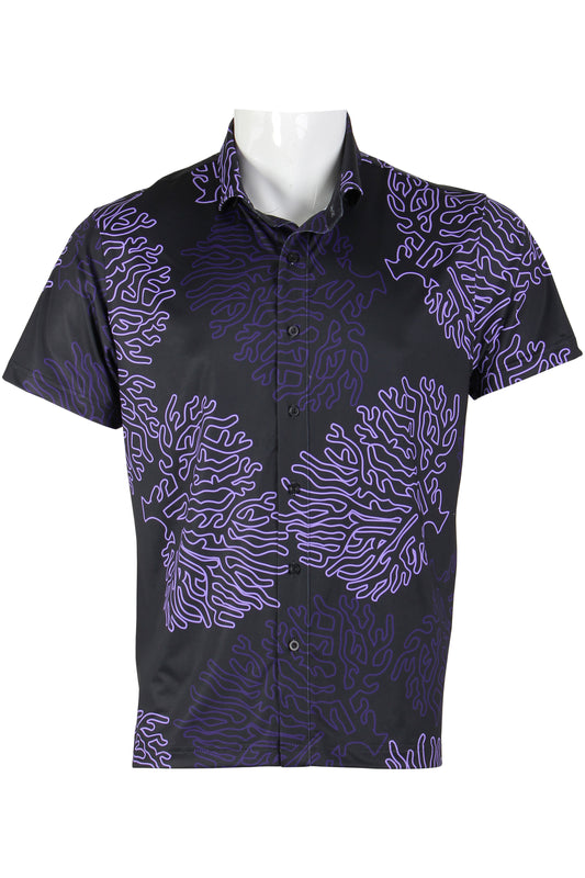Coral-Black and Purple Button Down