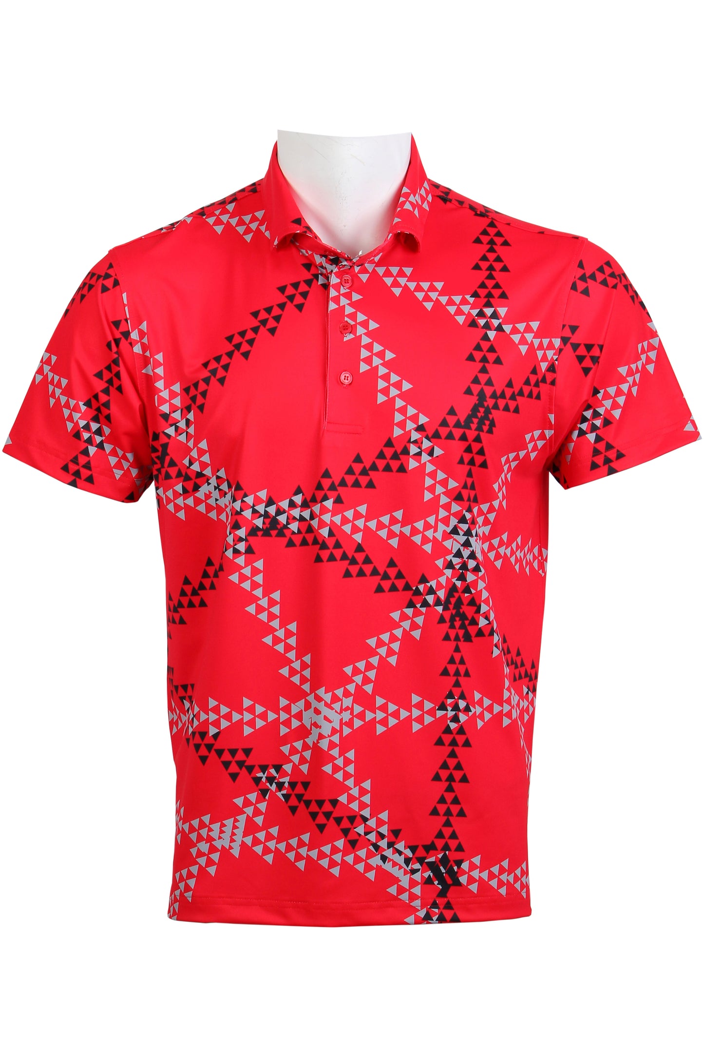 Red, Black, Gray Triangles Polo