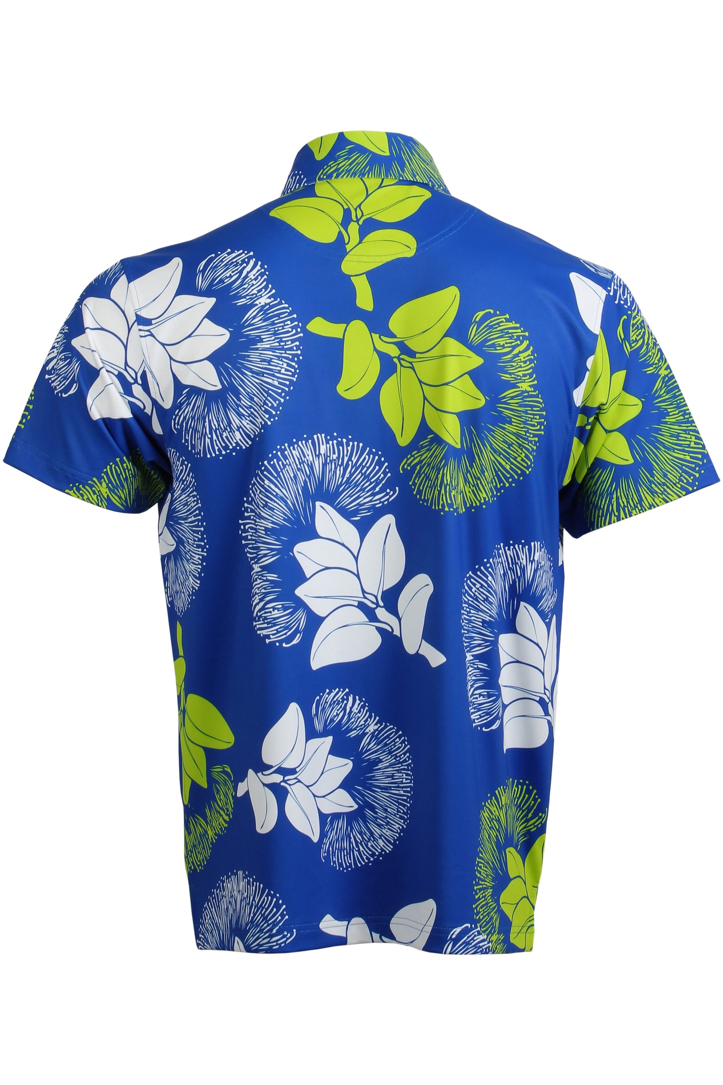 Royal Blue, Lime, White 'Ohi'a Lehua Button Down