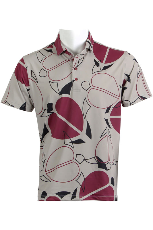 Honu-Taupe, Black, Burgundy Polo