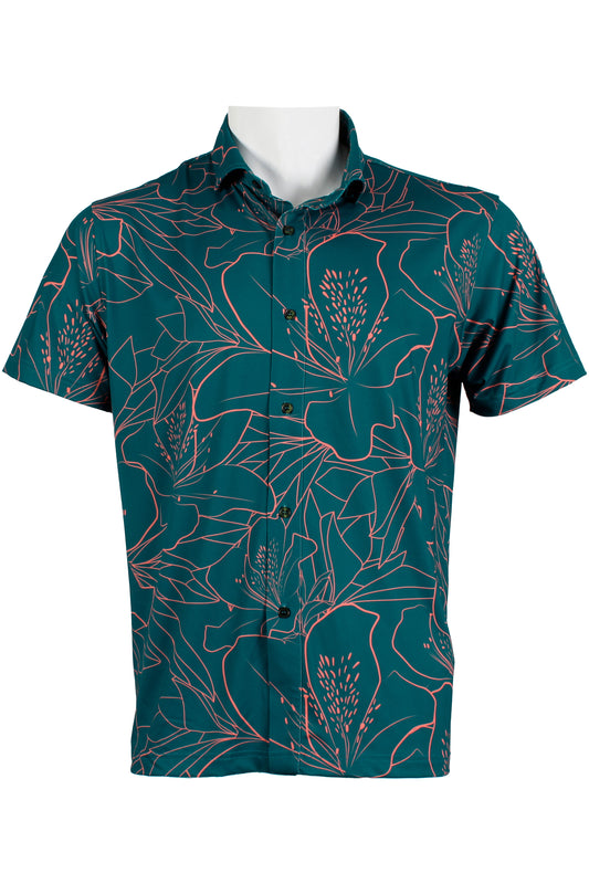Azalea-Teal and Coral Button Down
