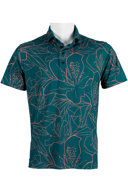 Azalea-Teal and Coral Polo