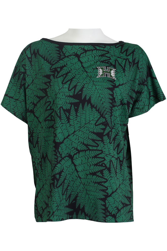 UH Palapalai-Black and Green Dolman (Women's)