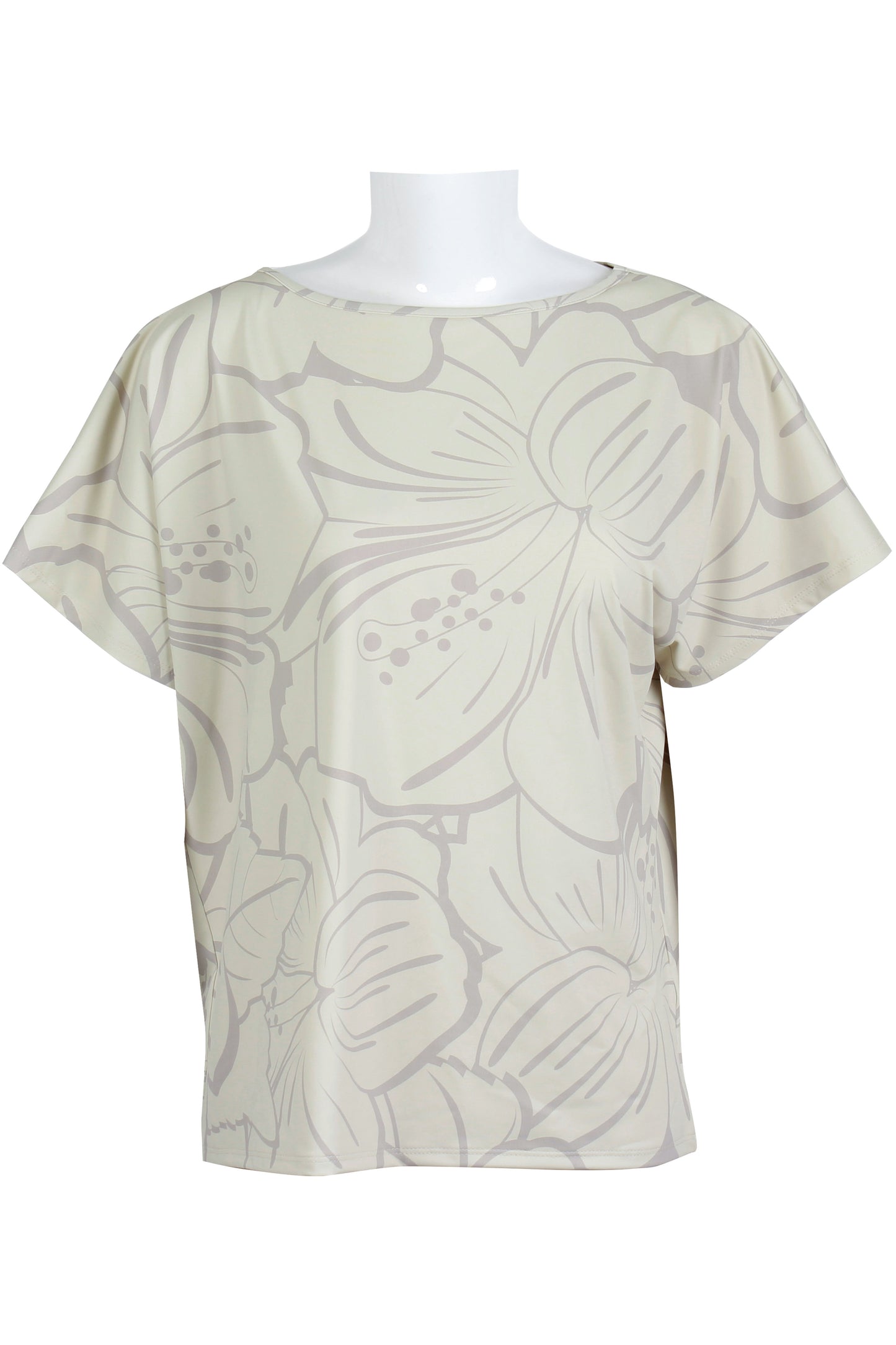 Big Hibiscus-Beige and Taupe Dolman (Women's)