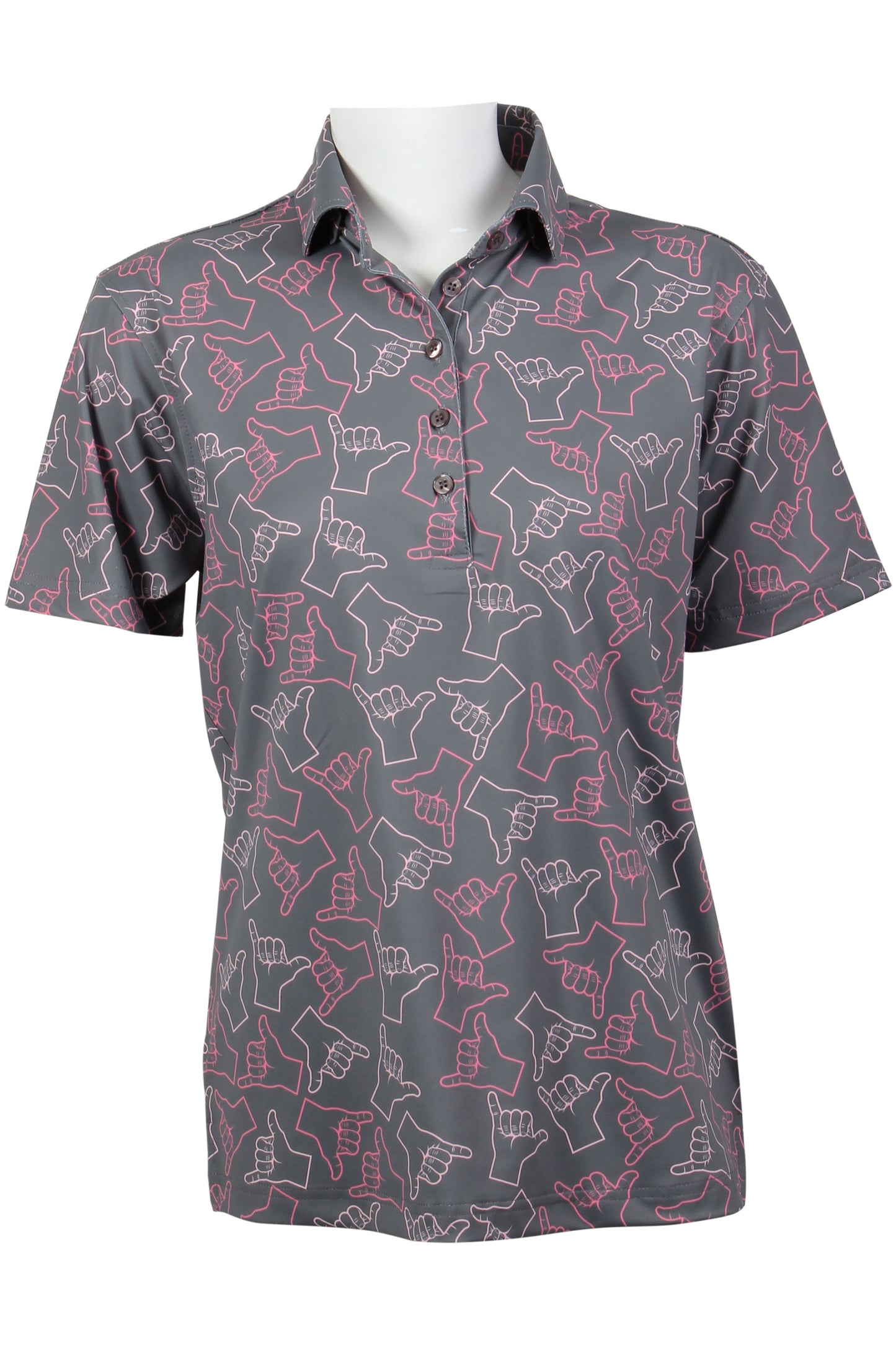 Shaka-Gray and Pink Polo (Women's)