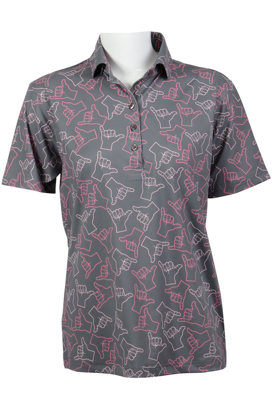 Shaka-Gray and Pink Polo (Women's)