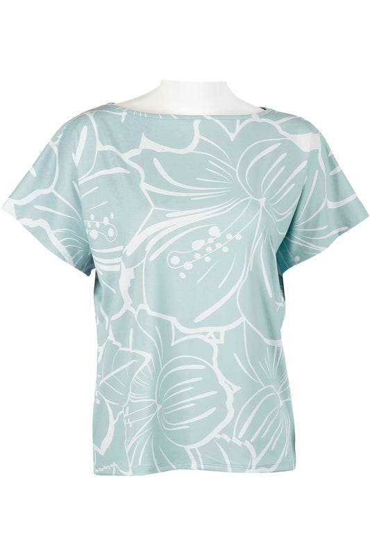 Big Hibiscus-Light Blue Dolman (Women's)