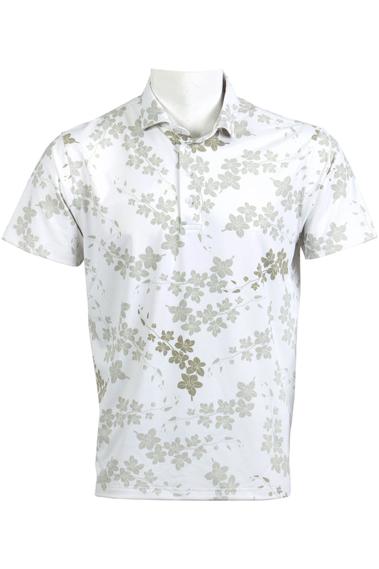 Cascading Orchid-White and Taupe Polo